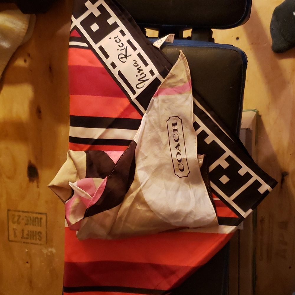 Nina Ricci scarf and Coach neckwrap bundle both scarves are silk or satin
